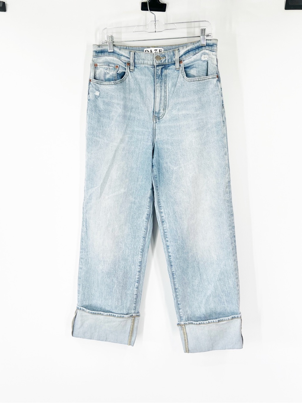 Daze Eastside High Waist Cuff Crop Straight Leg Jeans